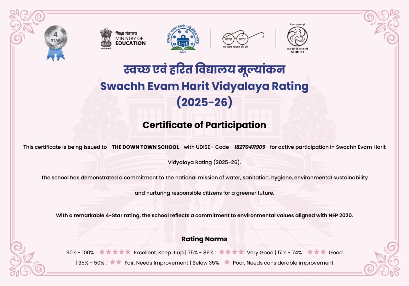 Swachh Evam Harit Vidyalaya Rating (2025–26)